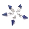 Natural Dyed Lapis Lazuli Pendants, with Platinum Brass Snap on Bails, Votex/Om Symbol/Tree of Life/Flower of Life/Star of David, Cone Pendulum, 48mm, Hole: 8mm