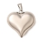 304 Stainless Steel Pendants, Heart Charm, Stainless Steel Color, 36x35.5x10mm, Hole: 10x4.5mm
