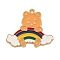 Alloy Enamel Pendants, Golden, Bear with Rainbow Charm, Sandy Brown, 26x30x1.5mm, Hole: 2mm