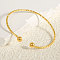 Stylish 304 Stainless Steel Cuff Bangles, Torque Bangles for Women, Real 18K Gold Plated, Inner Diameter: 2-5/8 inch(6.8cm)