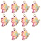 Printed Alloy Pendants, Cadmium Free & Nickel Free & Lead Free, Light Gold, Butterfly, Pearl Pink, 21.5x16.5x1.5mm, Hole: 2mm