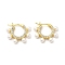 Rack Plating Brass Micro Pave Cubic Zirconia Hoop Earrings for Women, with Plastic Bead, Long-Lasting Plated, Cadmium Free & Lead Free, Real 18K Gold Plated, 19.5x23x4mm, Pin: 1mm