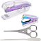 Office Tool Sets, Including 1Pc Stainless Steel Staple Remove & 1Pc Scissors & 1Pc Envelope Opener, 1Pc Office Stapler, Stainless Steel Color, 23.1x1.6x0.2cm, Hole: 5mm
