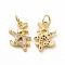Rack Plating Brass Micro Pave Cubic Zirconia Charms, Rabbit Charm, with Jump Ring, Real 18K Gold Plated, 15x10.5x2.5mm, Hole: 3.6mm