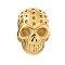 304 Stainless Steel Beads, Ion Plating(IP), Skull, Golden, 7.5x10x14mm, Hole: 2mm