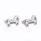 Tarnish Resistant 201 Stainless Steel Links, Manual Polishing, Horse with Star, Stainless Steel Color, 13x21x1.5mm, Hole: 1.6mm