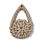 Resin Pendants, Imitation Woven Rattan Pattern, teardrop, Camel, 41x27x4~5mm, Hole: 2mm