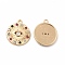 Rack Plating Eco-friendly Alloy Rhinestone Pendants, Flat Round with Eye Charm, Colorful, 18x15x2.5mm, Hole: 1.5mm