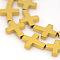 Electroplate Non-magnetic Synthetic Hematite Beads Strands, Cross, Golden Plated, 17x14x4mm, Hole: 1mm, about 23pcs/strand, 15.7 inch