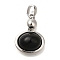 Brass Pendants, Oval with Cabochon Charms, Cadmium Free & Nickel Free & Lead Free, Platinum, 23x13.5x6.5mm, Hole: 3x4.5mm