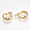 Brass Clip-on Earring Findings, Nickel Free, Real 18K Gold Plated, 18.5x21.5x7.5mm