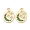 Eco-friendly Brass Micro Pave Cubic Zirconia Charms, Cadmium Free & Lead Free, Long-Lasting Plated, Oval with Star & Moon, Golden, 14x10.5x1.5mm, Hole: 1.2mm