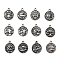 Tibetan Style Alloy Charms, Flat Round with Twelve Constellation, Lead Free, Antique Silver, 14.5x12x2mm, Hole: 1.4mm, 12 constellations, 5pcs/constellation, 60pcs/set