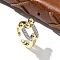 Brass Micro Pave Clear Cubic Zirconia Cuff Finger Rings for Women, Cadmium Free & Nickel Free & Lead Free, U Shape, Platinum & Golden, 16mm, Adjustable