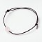 Adjustable Cowhide Leather Cord Bracelets, with Natural Rose Quartz Round Beads, 60mm