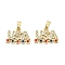 Brass Micro Pave Cubic Zirconia Pendants, Word USA with Star Charms, with Enamel, Rack Plating, Lead Free & Cadmium Free, Long-Lasting Plated, Real 18K Gold Plated, 12x16x1.5mm, Hole: 4.5x2.5mm