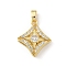 Rotatable Brass Micro Pave Clear Cubic Zirconia Pendants, Real 18K Gold Plated, Rhombus, 18.5x16x8mm, Hole: 4x1.5mm