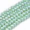 Electroplate Glass Beads Strands, Opaque Solid Color, AB Color Plated, Faceted, Rondelle, Turquoise, 10x8mm, Hole: 1mm, about 60~61pcs/strand, 46~48cm