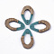 Resin & Walnut Wood Pendants, Teardrop, Dark Cyan, 28x17.5x3mm, Hole: 1.8mm