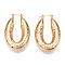 Brass Hoop Earrings, Oval, Real 18K Gold Plated, 39x8mm