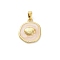 Brass Enamel Pendants, Cadmium Free & Nickel Free & Lead Free, Flat Round with Shell Charms, Real 18K Gold Plated, Linen, 17.5x15x2.5mm, Hole: 5x2.5mm