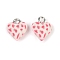 Handmade Polymer Clay Charms, Heart, with Platinum Tone Iron Loops, Light Coral, 13x10x6mm, Hole: 2mm