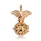 Golden Plated Brass Hollow Round Cage Pendants, with No Hole Spray Painted Brass Beads, Dark Khaki, 38x31x20mm, Hole: 3x8mm
