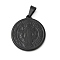 Ion Plating(IP) 304 Stainless Steel Pendants, Flat Round with Saint Benedict Medal, Black, 31x28x3mm, Hole: 8x4.5mm