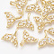 Brass Cubic Zirconia Pendants, Whale Tail Shaped, Clear, Real 18K Gold Plated, 16x16.5x2.5mm, Hole: 2x6.5mm