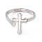 Non-Tarnish 201 Stainless Steel Hollow Out Cross Adjustable Ring for Women, Stainless Steel Color, US Size 6 1/4(16.7mm)