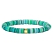 Polymer Clay Heishi Surfer Stretch Bracelet with 304 Stainless Steel Beaded, Preppy Bracelet, Turquoise, Inner Diameter: 2 inch(5.2cm)