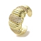 Brass Micro Pave Cubic Zirconia Open Cuff Ring, Cadmium Free & Lead Free, Real 16K Gold Plated, US Size 8 1/2(18.5mm)