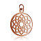 304 Stainless Steel Pendants, Chakra, Sahasrara, Flat Round with Flower, Rose Gold, 22.5x19x1mm, Hole: 3mm