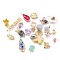 Brass Pendants & Links Connectors, with Cubic Zirconia & Shell & Glass, Mixed Shapes, Mixed Color, 5.5~40x6~16x2~12mm, Hole: 1~5mm