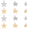 304 Stainless Steel Pendants, Starfish/Sea Stars, Golden & Stainless Steel Color, 14x10x3.3mm, Hole: 1.8mm, 12pcs/box