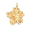 304 Stainless Steel Pendants, Ion Plating(IP), Flower Charm, Real 18K Gold Plated, 25.5x22x4mm, Hole: 2mm