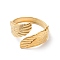 Ion Plating(IP) 304 Stainless Steel Double Wings Open Cuff Ring for Women, Golden, US Size 7 1/4(17.5mm)