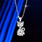 Cat Shape Alloy Rhinestone Pendant Necklaces, Platinum, Crystal, 17.72 inch(45cm)