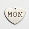 Mother's Day Non-Tarnish 201 Stainless Steel Family Theme Heart Pendants, with Word Mom, Stainless Steel Color, 21x24x1mm, Hole: 2mm