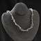 Natural Labradorite Chip Beaded Necklaces for Men Women, with Alloy Lobster Claw Clasps and Iron Chain Extender, Silver, 15.87~16.14 inch(40.3~41cm)