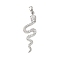 Brass Micro Pave Cubic Zirconia Pendants, Snake, Platinum, Clear, 36x11.5x3mm, Hole: 4x2.5mm