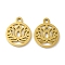 Ion Plating(IP) 304 Stainless Steel Charms, Laser Cut, Flat Round with Lotus Charm, Golden, 14.5x12x1mm, Hole: 1.5mm