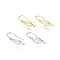 Brass Earring Hooks, Ear Wire, with Horizontal Loop, Teardrop, Mixed Color, 25x6mm, Hole: 2mm, 18 Gauge, Pin: 1mm
