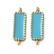 304 Stainless Steel Enamel Connector Charms, Golden, Rectangle Links, Dark Turquoise, 15x5x2mm, Hole: 1mm