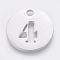 Non-Tarnish 304 Stainless Steel Pendants, Cut-Out, Hollow, Flat Round with Number, Stainless Steel Color, Num.4, 19x1.5mm, Hole: 2.5mm
