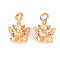 Brass Micro Pave Clear Cubic Zirconia Pendants, Nickel Free, Fortune Cat, Real 18K Gold Plated, 21x14.5x7mm, Hole: 4mm