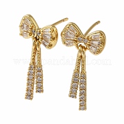 Серьги-гвоздики из латуни с бантом и стойкой EJEW-H004-05G