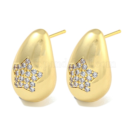Серьга-гвоздик из латуни с микро-паве EJEW-C102-29A-G-1