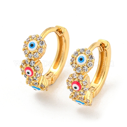 Серьги-кольца из настоящей латуни с позолотой 18 карат от сглаза EJEW-L269-081G-1