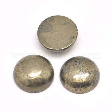 Полукруглый природных пирита кабошонов G-I125-09-10x4mm-1